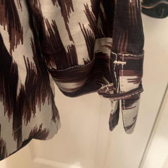 Chico's Ikat Linen Button Up Shirt Blazer
Jacket Boxy Brown Women's Plus… - Picture 10 of 13